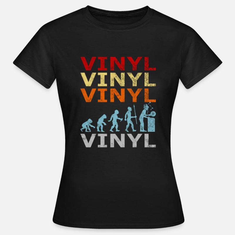 Retro Vintage Evolution DJ Vinyl Record - Women's T-Shirt - black