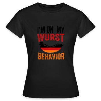 Iam sur mon comportement de saucisse - T-shirt Femme - noir - Devant - AI Model Female 172 dark (172cm)