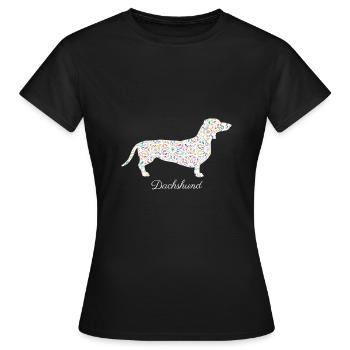 Dachshund Mandala (0064) - Frauen T-Shirt - Schwarz - Vorne - AI Model Female 172 dark (172cm)