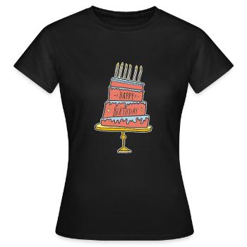 T-shirt de gâteau d'anniversaire - T-shirt Femme - noir - Devant - AI Model Female 172 dark (172cm)