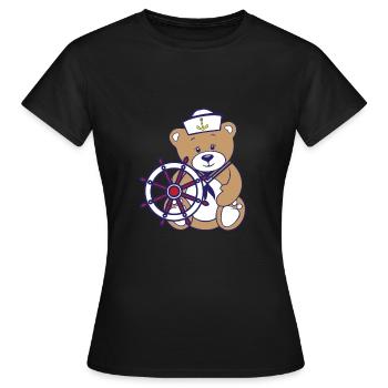 Teddybär als Seemann - Frauen T-Shirt - Schwarz - Vorne - AI Model Female 172 dark (172cm)
