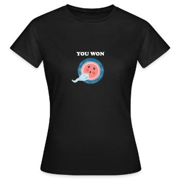 Lustiger Sperma- Sie haben gewonnen - Frauen T-Shirt - Schwarz - Vorne - AI Model Female 172 dark (172cm)