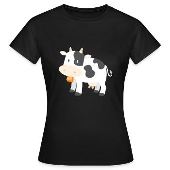 Kuh Kühe Bauer Landwirt Geschenk Cartoon Comic - Frauen T-Shirt - Schwarz - Vorne - AI Model Female 172 dark (172cm)