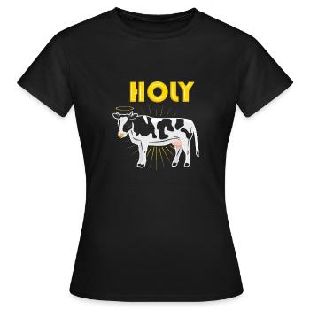 Caricature de vache fermière - T-shirt Femme - noir - Devant - AI Model Female 172 dark (172cm)
