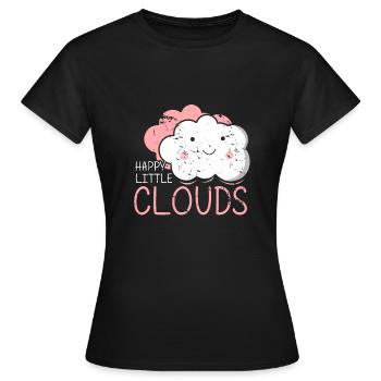 Happy Little Clouds Geschenk Süß Kinder Mädchen - Frauen T-Shirt - Schwarz - Vorne - AI Model Female 172 dark (172cm)