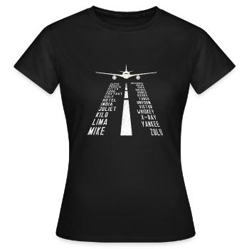 Alphabet d'avion pilote - T-shirt Femme - noir - Devant - AI Model Female 172 dark (172cm)