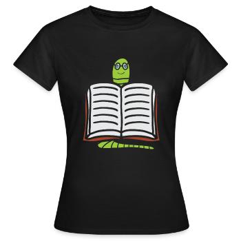 Bücherwurm Leseratte Nerd Nerdy Geschenkidee - Frauen T-Shirt - Schwarz - Vorne - AI Model Female 172 dark (172cm)