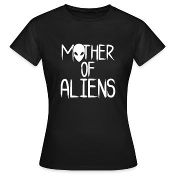 La mère des extraterrestres t-shirt OVNI extraterrestre - T-shirt Femme - noir - Devant - AI Model Female 172 dark (172cm)