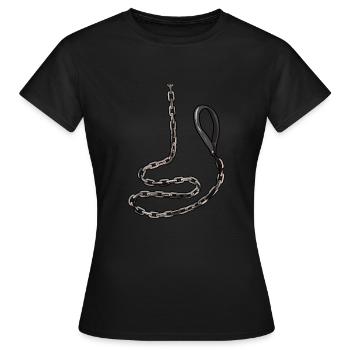Halskette Halsband devot O-Ring Leine Sklave Sub - Frauen T-Shirt - Schwarz - Vorne - AI Model Female 172 dark (172cm)