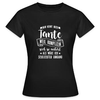 Tanten Tante = Komplizin? Geschenk - Frauen T-Shirt - Schwarz - Vorne - AI Model Female 172 dark (172cm)