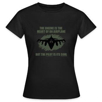 Avion pilote text cadeau job sort jet vert - T-shirt Femme - noir - Devant - AI Model Female 172 dark (172cm)
