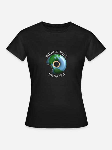 Donuts rule the world, Doughnut: lustiges Design - Dame-T-shirt - sort