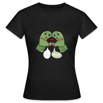 Handschuh Liebe Winter Winterzeit Cheey - Frauen T-Shirt - Schwarz - Vorne - AI Model Female 172 dark (172cm)