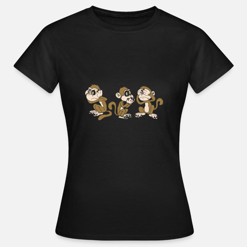 Three monkeys - one blind, one deaf, one dumb - Women's T-Shirt - black