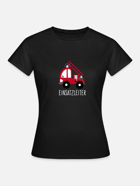 Feuerwehrauto Kinder Feuerwehrmann Einsatzleiter - Frauen T-Shirt - Schwarz
