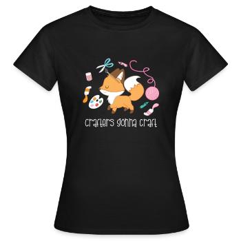 Fuchs T-Shirt für Kunsthandwerker Handarbeit - Frauen T-Shirt - Schwarz - Vorne - AI Model Female 172 dark (172cm)