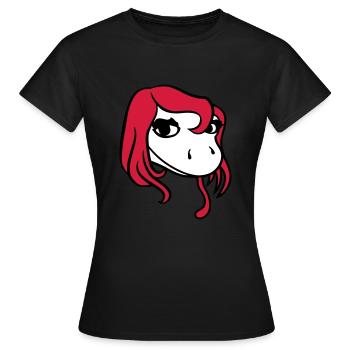 kopf gesicht weiblich frau huebsch girl maedchen s - Frauen T-Shirt - Schwarz - Vorne - AI Model Female 172 dark (172cm)