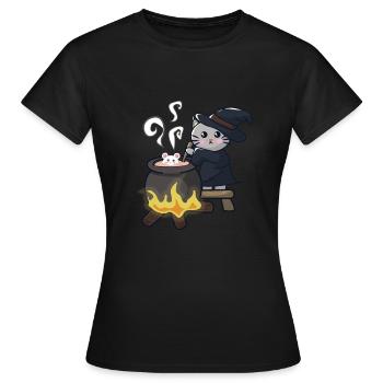 Hexe braut Halloween einen Zaubertrank - Frauen T-Shirt - Schwarz - Vorne - AI Model Female 172 dark (172cm)