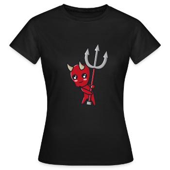 Teufelchen mit Dreizack - Frauen T-Shirt - Schwarz - Vorne - AI Model Female 172 dark (172cm)