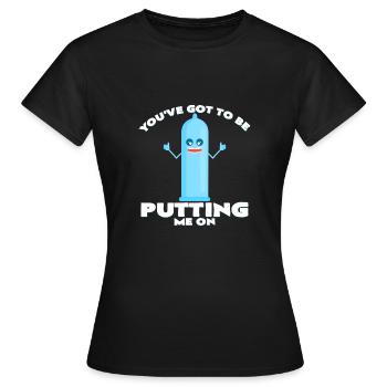 Kondom - Frauen T-Shirt - Schwarz - Vorne - AI Model Female 172 dark (172cm)