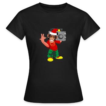 Rap Affe Weihnachten Musik Weihnachtszeit - Frauen T-Shirt - Schwarz - Vorne - AI Model Female 172 dark (172cm)