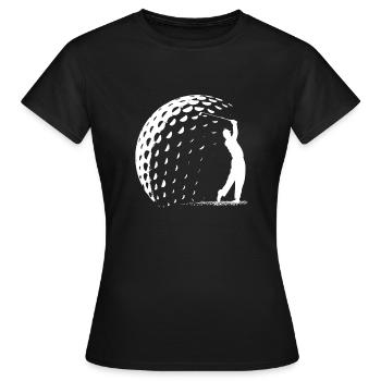 Golfball Abschlag Silhouette Geschenk Golfer Hole - Frauen T-Shirt - Schwarz - Vorne - AI Model Female 172 dark (172cm)