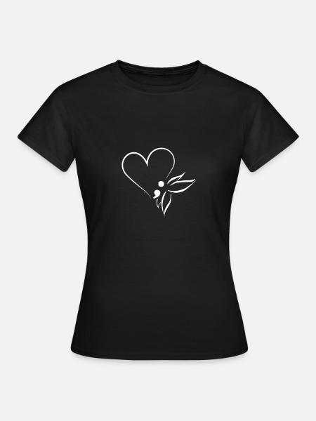 Papillon coeur point-virgule - T-shirt Femme - noir