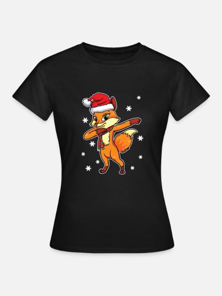 Fox Christmas Dabbing Dance Gift - Women's T-Shirt - black