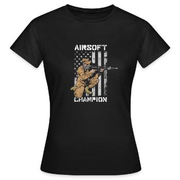 Airsoft - Frauen T-Shirt - Schwarz - Vorne - AI Model Female 172 dark (172cm)