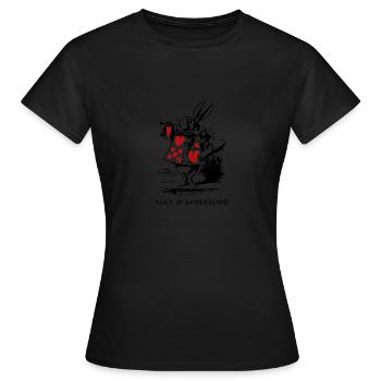 White Rabbit - aiw - Women's T-Shirt - black - Front - AI Model Female 172 dark (172cm)