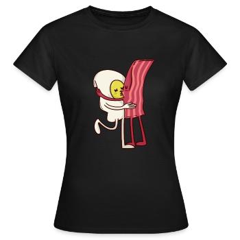 Bacon drôle oeuf baiser baiser cadeau d'amitié - T-shirt Femme - noir - Devant - AI Model Female 172 dark (172cm)