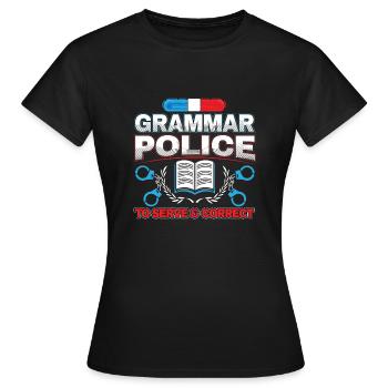 Grammaire Police Littérature Linguistique Cadeau - T-shirt Femme - noir - Devant - AI Model Female 172 dark (172cm)