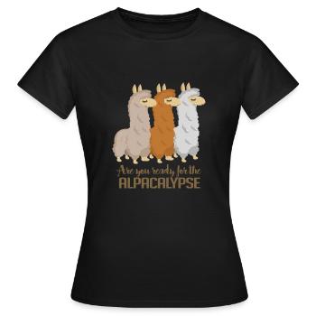 Alpaka Apokalypse - Die Lamas kommen - Frauen T-Shirt - Schwarz - Vorne - AI Model Female 172 dark (172cm)