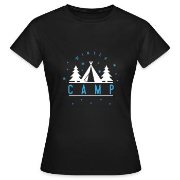 Hiver Camp tente montagne vallée forêt cadeau - T-shirt Femme - noir - Devant - AI Model Female 172 dark (172cm)