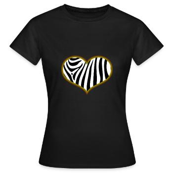 Zèbre Coeur Cadeau Rayures De Noël Enfants - T-shirt Femme - noir - Devant - AI Model Female 172 dark (172cm)