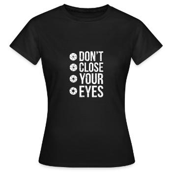 photograph - Women's T-Shirt - black - Front - AI Model Female 172 dark (172cm)