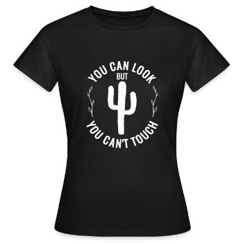 Anschauen erlaubt anfassen verboten! Girlpower - Frauen T-Shirt - Schwarz - Vorne - AI Model Female 172 dark (172cm)