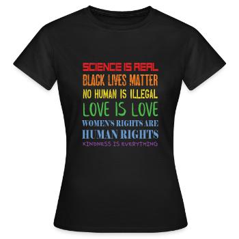 Political issues - Human rights - Democracy - Women's T-Shirt - black - Front - AI Model Female 172 dark (172cm)