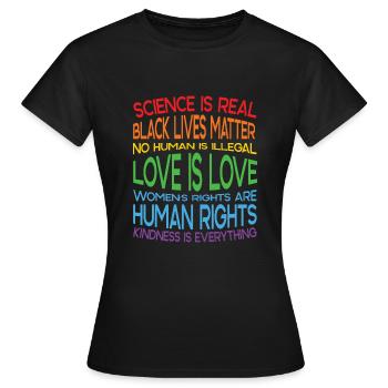 Political issues - Human rights - Democracy - Women's T-Shirt - black - Front - AI Model Female 172 dark (172cm)