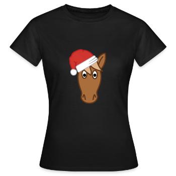 Cheval Poney Ponyhof Club d'équitation de Noël - T-shirt Femme - noir - Devant - AI Model Female 172 dark (172cm)