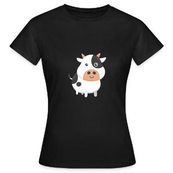 Entzückende Kuh-niedliche Baby-Kalb-Kuh-Liebhaber - Frauen T-Shirt - Schwarz - Vorne - AI Model Female 172 dark (172cm)