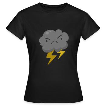Angry Cloud With Lightning Thunderstorm Weather - Women's T-Shirt - black - Front - AI Model Female 172 dark (172cm)