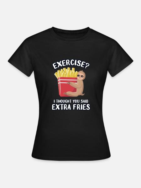 La pereza ama las papas fritas - Dame-T-shirt - sort