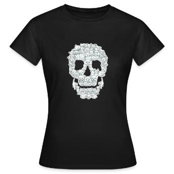 Skull Cat Katzen Totenkopf - Frauen T-Shirt - Schwarz - Vorne - AI Model Female 172 dark (172cm)