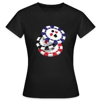 Poker Texas Hold'em Pokerface Casino All in Vegas - Frauen T-Shirt - Schwarz - Vorne - AI Model Female 172 dark (172cm)