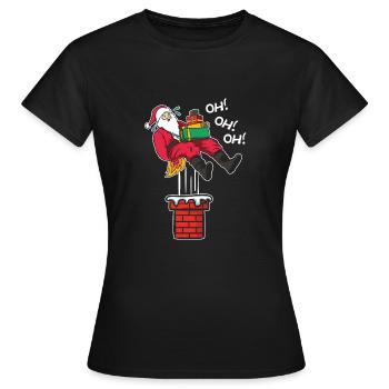 Père Noël brûle cheminée Cadeau Oh Oh Oh - T-shirt Femme - noir - Devant - AI Model Female 172 dark (172cm)