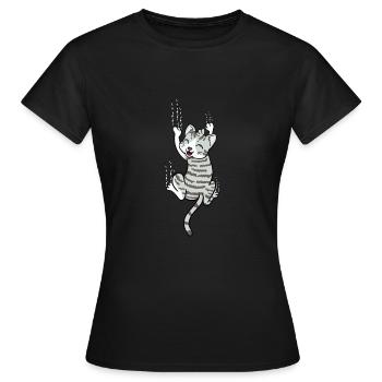 Scratching Cat Scratching Funny Gift - Women's T-Shirt - black - Front - AI Model Female 172 dark (172cm)