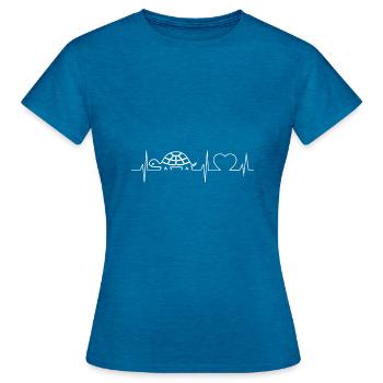 Battement de coeur tortue cadeau T-shirt drôle - T-shirt Femme - bleu saphir antique chiné - Devant - AI Model Female 172 dark (172cm)