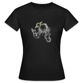 Cosmonaute flotte dans l'espace, je suis en apesanteur heureux - T-shirt Femme - noir - Devant - AI Model Female 172 dark (172cm)