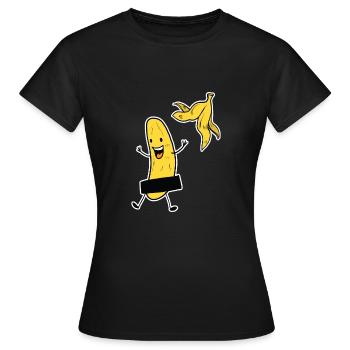 Striptease Banane | Bananen Humor Geschenk Party - Frauen T-Shirt - Schwarz - Vorne - AI Model Female 172 dark (172cm)